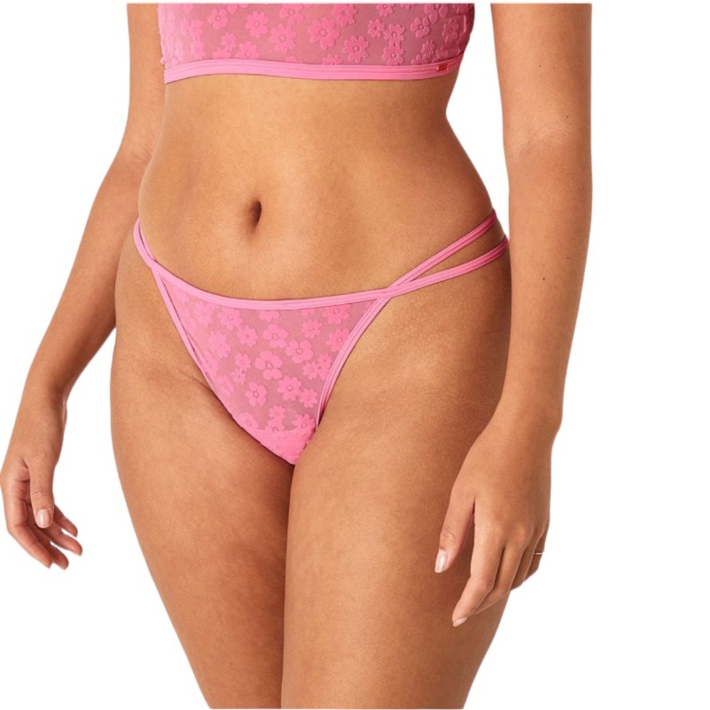 PINK VS Flocked Mesh Thong